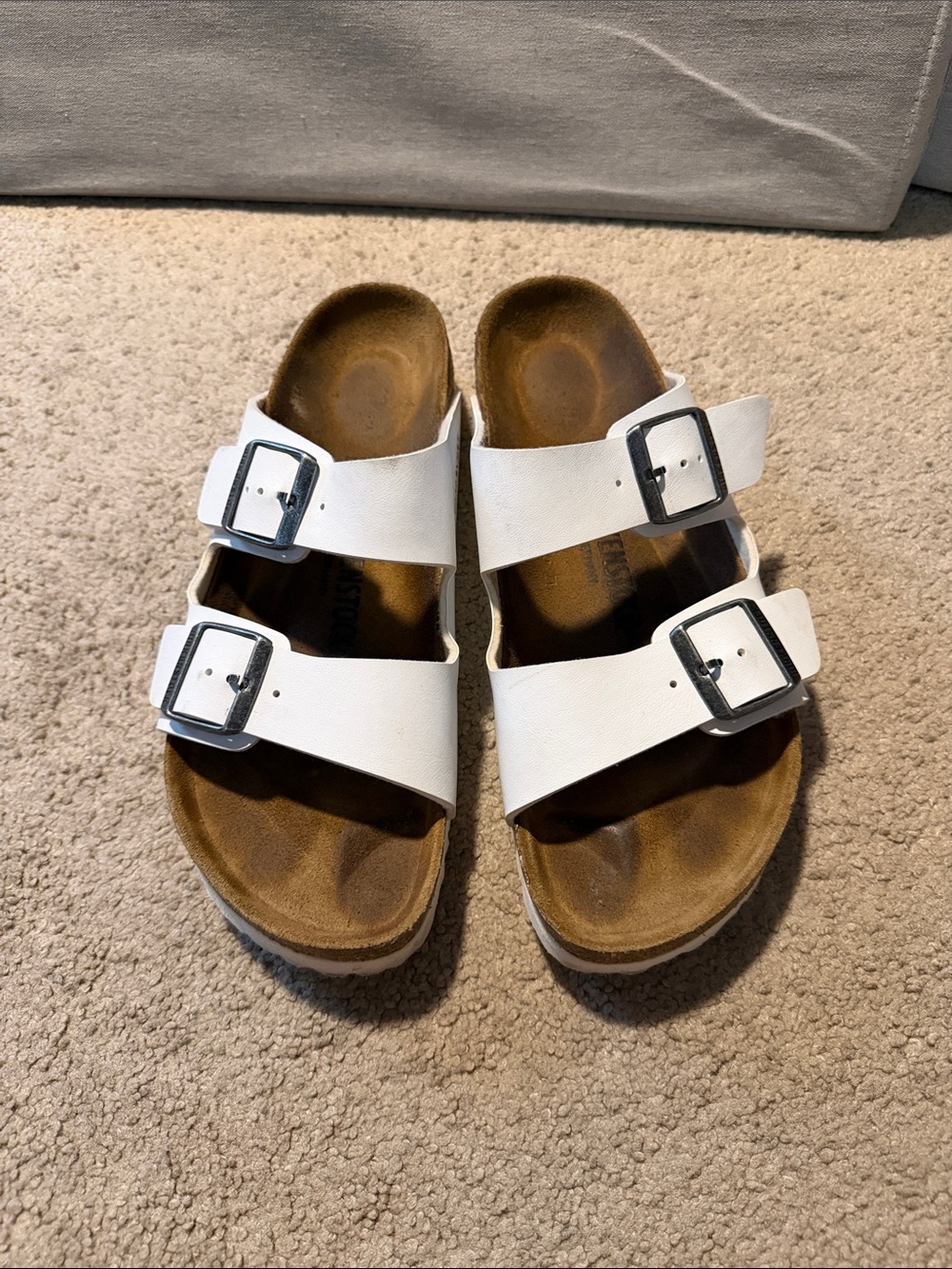 Birkenstock White Arizona Two-Strap Buckle Sandals